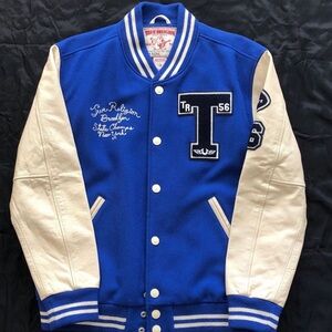 True Religion Richie Letterman Jacket XXL Blue